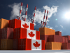 Canadian flag on shipping containers