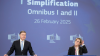 EU Commissioner for Economy and Productivity, Implementation and Simplification Valdis Dombrovskis (L) and the EU Commissioner for Financial Services and the Savings and Investments Union Maria Luis Albuquerque (R) talking to media in the Berlaymont building in Brussels, Belgium.