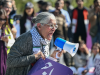 Tahira Abdullah, a human rights activist, speaks during a demonstration by 'Aurat March' group to mark the International Women's Day in Islamabad on March 8, 2025.