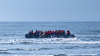 A refugee boat sets off to cross the English Channel in Wimereux, northern France in April 2025.
