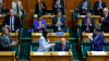 National Party leader Christopher Luxon is applauded by colleagues after speaking in the house at Parliament on 21 February, 2023 in Wellington, New Zealand.