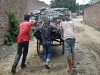 Child workers load raw dry leather on a van to move for further processing in Dhaka, Bangladesh.